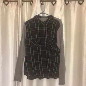 PLAID SHIRT WITH WAFFLE SLEEVE!